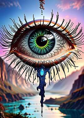Surreal Eye Overlooking a Landscape