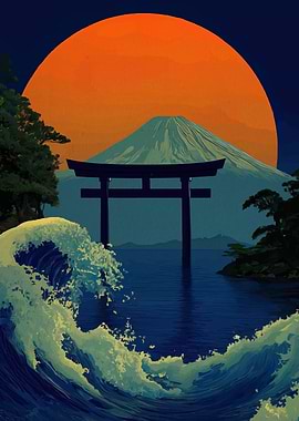 Japanese Wave and Mount Fuji