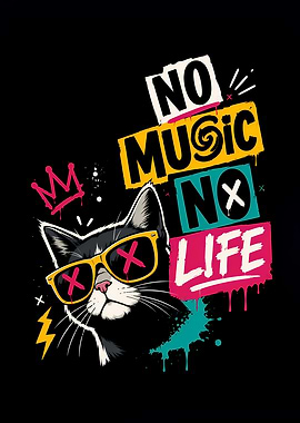 No Music, No Life cool cat