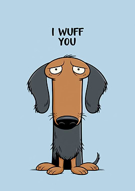Sad Dachshund 'I Wuff You'