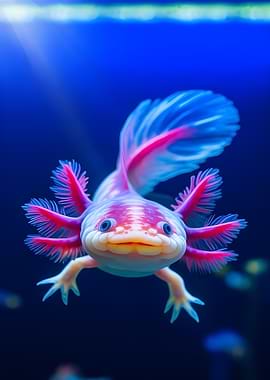 Cute Axolotl Underwater