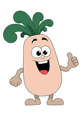 Happy Cartoon Radish Giving Thumbs Up