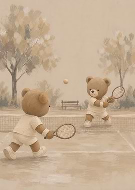 Teddy Bears Playing Tennis