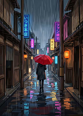 Midnight Rain in Kyoto