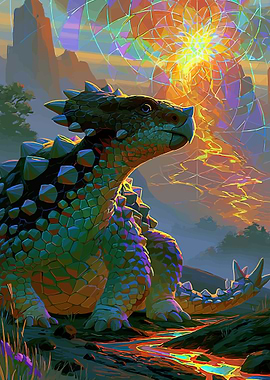 Ankylosaurus in a Mystical Landscape