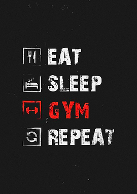 Eat Sleep Gym Repeat motivational poster