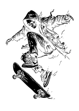 Skeleton Skateboarder Mid-Air
