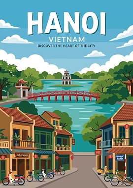 Hanoi Vietnam Cityscape Illustration