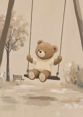 Teddy Bear on a Swing