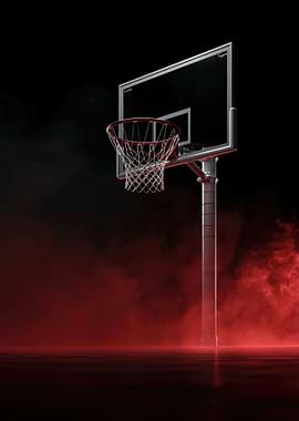 Basketball Hoop with Red Smoke