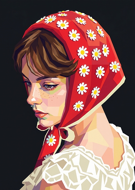 Woman in Daisy Scarf