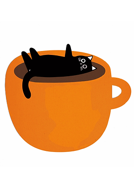 Black Cat in Coffee Cup