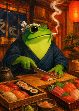 Frog Sushi Chef Smoking