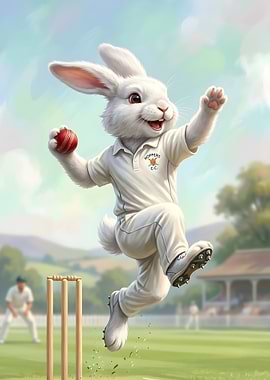 Rabbit cricketer in action