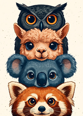 Stack of Cute Animals