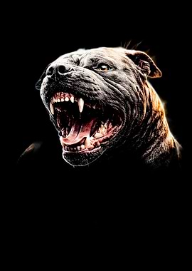 Aggressive Pitbull Dog Growling