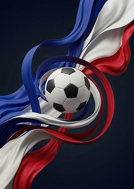 Soccer ball with French flag ribbons - France Soccer Spirit