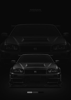 Black matte Nissan Skyline R34 GT-R