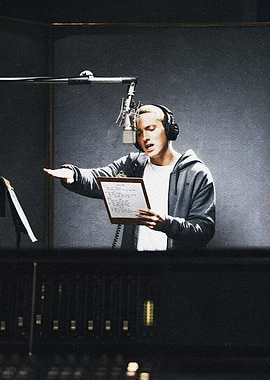 Eminem in recording studio