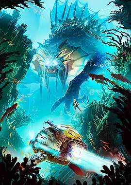 Underwater Encounter with Giant Sea Monster