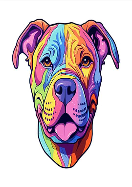 Colorful Pitbull Dog Portrait
