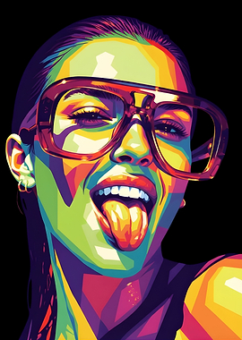 Pop Art Woman with Glasses