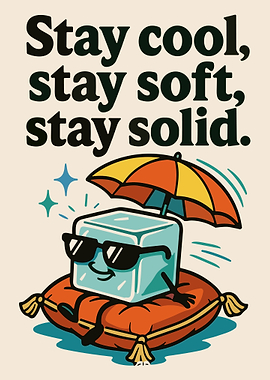 Stay Cool Ice Cube Cartoon Poster Cute Summer Aesthetic Wall Art