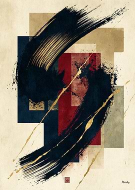 Shodo Kintsugi Sumi-E No. 07 – Japanese Ink Abstract Wall Art