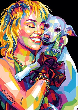 Miley Cyrus with Dog Pop Art