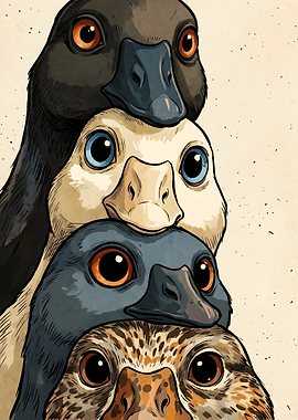 Stack of Cute Birds