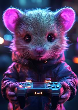 Cute Mouse Gamer with Controller