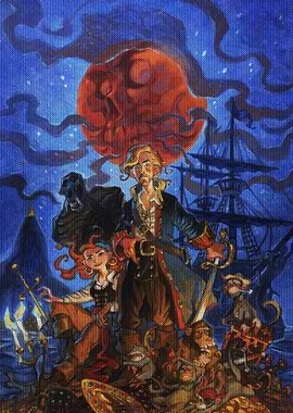 Pirate Crew Under a Blood Moon