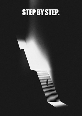 Man climbing stairs towards light