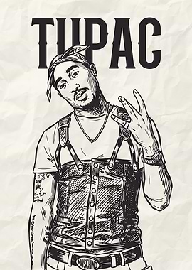 Tupac Shakur Sketch with Text