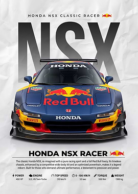 Racer Red Bull Honda NSX Classic car poster