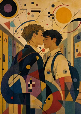 Abstract School Hallway Romance