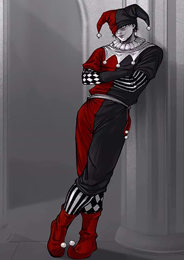 Jester Leaning Against Pillar