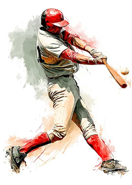 Baseball Player Swinging Bat