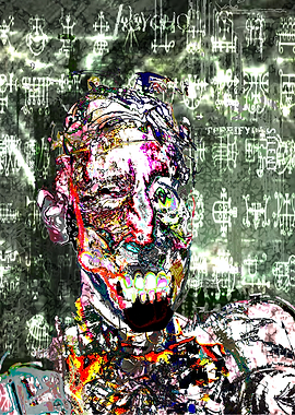 Distorted Figure with Occult Symbols