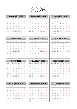 2026 Calendar Grid