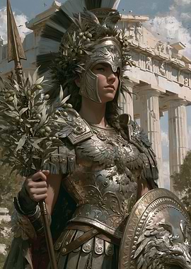Athena in Greek Temple