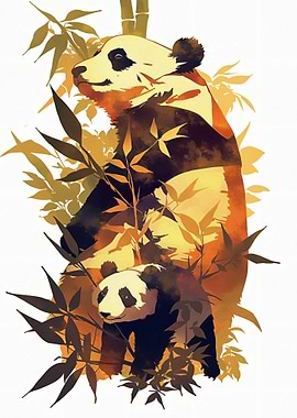 Pandas in Bamboo Forest