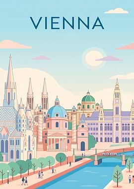 Vienna Cityscape with River