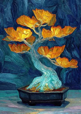 Glowing Bonsai Tree Painting