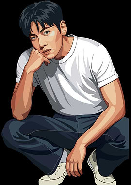 Man in White T-shirt and Jeans