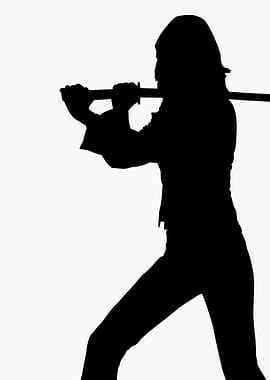 Silhouette of a woman with a sword