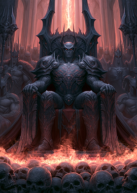 Demonic King on Throne of Skulls
