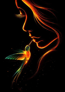Woman and Hummingbird