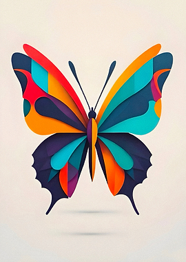 Colorful Layered Butterfly Art