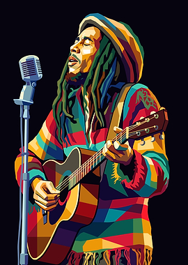 Bob Marley Playing Guitar